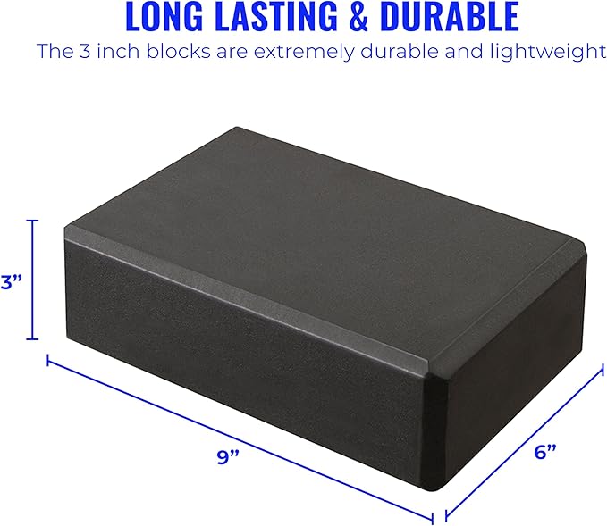 Hello Fit 3" Yoga Block, 10 Pack Bulk EVA Foam Yoga Blocks, Firm and Supportive Yoga Brick, Balance Foam for Stretching, Pilates, and Workout, 3" x 6" x 9"