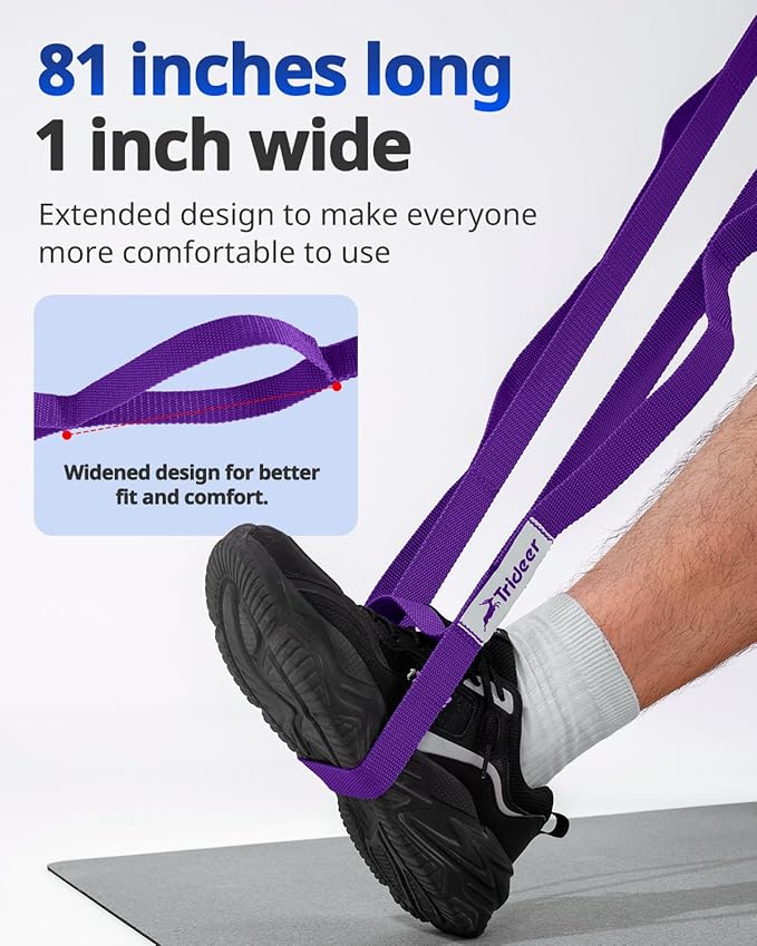 Trideer Stretching Strap Yoga Strap for Physical Therapy, 10 Loops Yoga Straps for Stretching, Non-Elastic Stretch Strap for Pilates, Exercise, Stretch Band for Women & Men