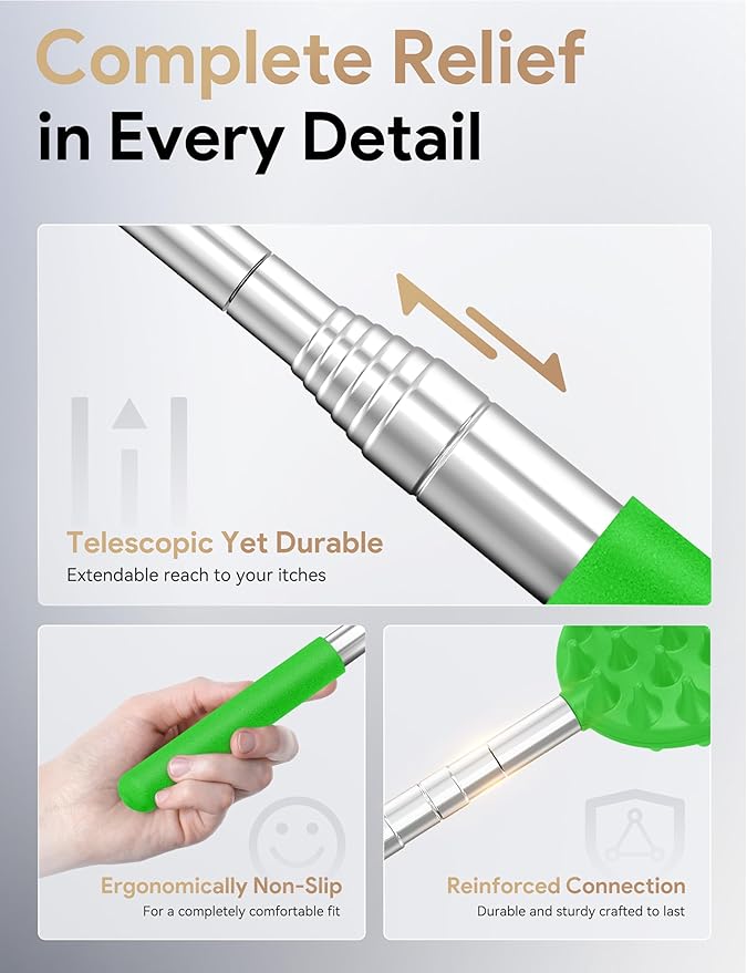 TUKUOS Telescoping Back Scratcher with 4Pcs Detachable Scratching Heads, Back Scratcher for Men/Women,Dual Sides Scratcher/Metal Paw/Rake Scratcher Christmas Gifts Stocking Stuffers for Women Men