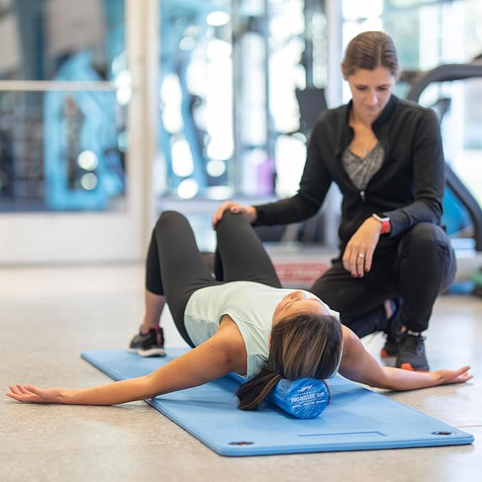 OPTP PRO-Roller Soft Density Foam Roller – Low Density Soft Foam Roller for Physical Therapy, Pilates, Yoga Foam Roll Exercises, and Muscle Recovery - Blue 36" x 4"