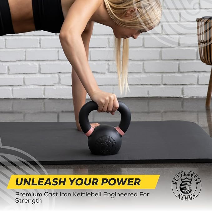 Kettlebell Kings Powder Coated Kettlebell Weights 5-90 LB | Workout Gym Equipment & Strength training sets for Women & Men | Durable Coating for Grip Strength, Rust Prevention