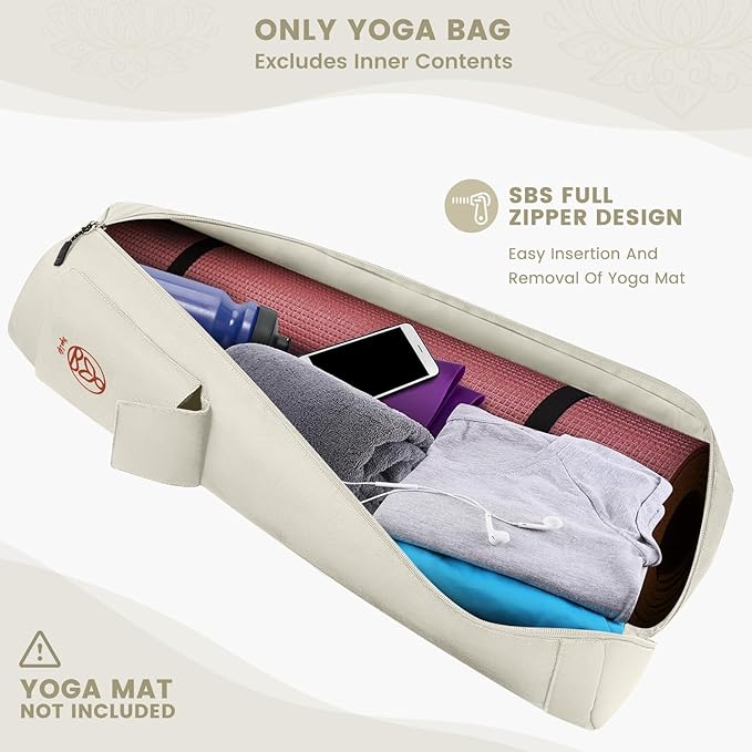 Gonex Yoga Mat Bag, Yoga Mat Carrier Full-Zip Exercise Yoga Mat Carry Bag for Women Men with 2 Multi-Functional Storage Cargo Pockets Extra Wide Adjustable Shoulder Strap