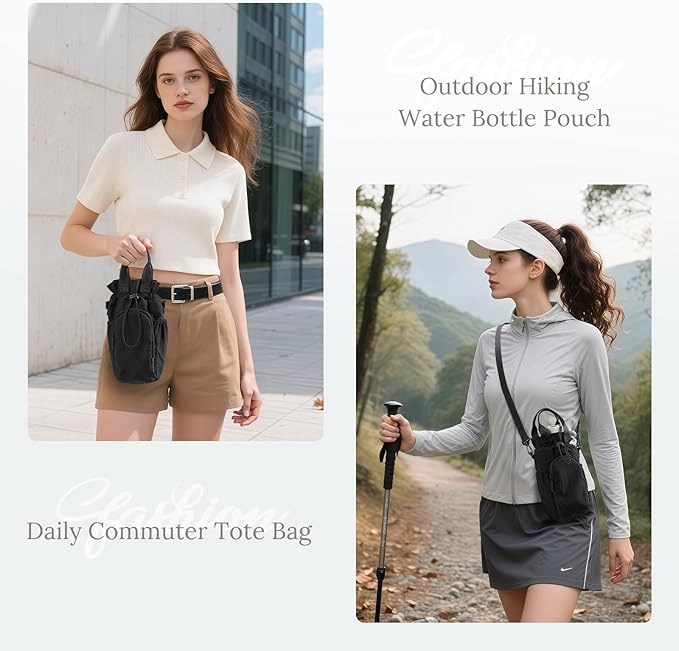 Large Water Bottle Bag for 32/40/42//64oz Water Bottle,Casual Drawstring Crossbody Water Cup Bag