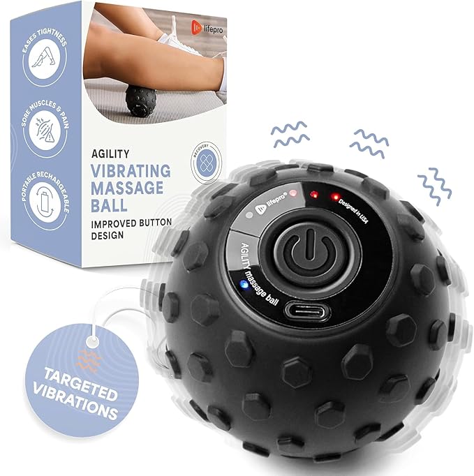 Lifepro 4-Speed Vibrating Massage Ball - Peanut Massager and Vibrating Foam Roller for Fitness, Mobility, and Relaxation - Compact and Portable Design