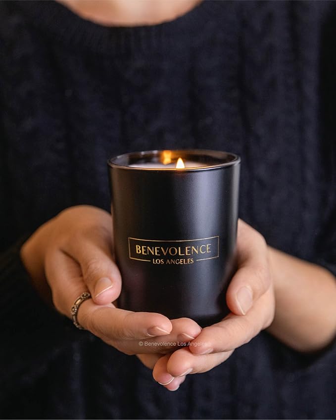 Benevolence LA Clearance Candles Bergamot & Jasmine Scented Candle | Soy Black Candle for Home | Gifts for Women and Men | Home Fragrance | Aromatherapy | 6oz