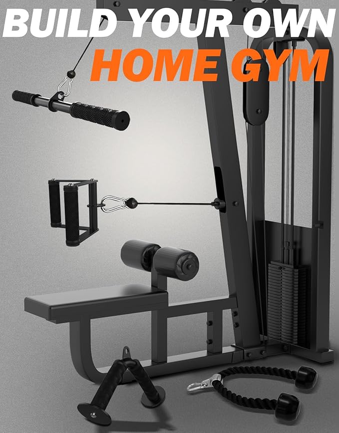 Fitarc Cable Machine Attachment Set, LAT Pulldown Attachments for Home Gym Equipment, Tricep Pull Down Attachment for Home Gym Accessories, LAT Pull Down Bar and Tricep Rope Cable Attachment