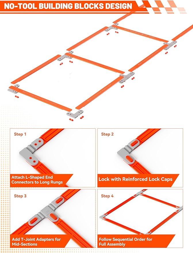 Tangle-Free Agility Ladder for Kids/Athletic – Multi-Use Speed Training Ladder for Footwork Drills/Football/Soccer/Boxing - Agility Equipment for Workout/Exercise/Fitness – 10 Rung