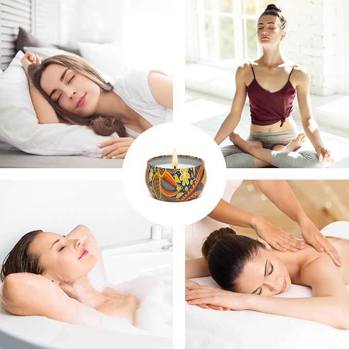 2 Pack Scented Candles, 2.5 oz Aromatherapy Candles for Home Scented, Natural Soy Candles with Floral Scents, Portable Small Jar Candle Set for Travel, Spa, Yoga, Home Decor Tin Candle Pack