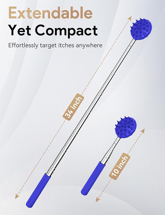 TUKUOS Telescoping Back Scratcher with 4Pcs Detachable Scratching Heads, Back Scratcher for Men/Women,Dual Sides Scratcher/Metal Paw/Rake Scratcher Christmas Gifts Stocking Stuffers for Women Men