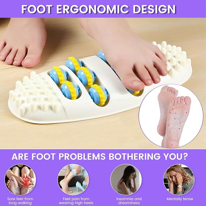 2025 New Foot Massager Roller for Plantar Fasciitis Relief, Dual Foot Acupressure Therapy for Pain Relief, Stress Relief and Improved Circulation, Portable Reflexology Tool for Home and Office Use