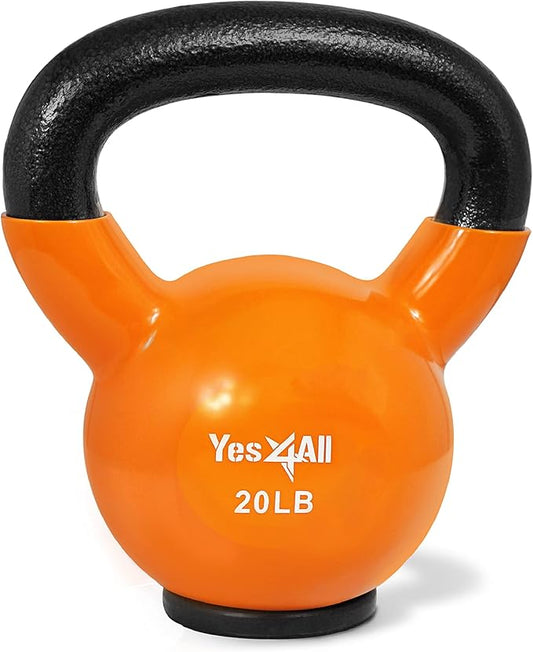 Yes4All Kettlebells Rubber Base, Kettlebell Set for Women, Strength Training Kettlebells Weights (10-65 lbs)