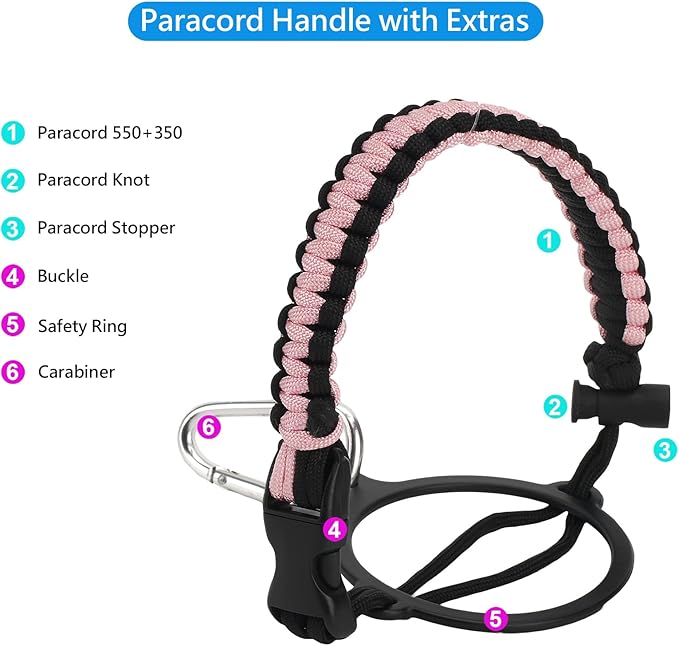 Wongeto Paracord Handle Carrier Holder with Shoulder Strap,Compatible with Hydro Flask Wide Mouth Water Bottles