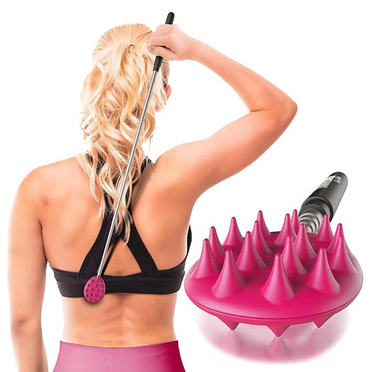 Cactus Scratcher Extendable Telescopic Back Scratcher - Extends 25" Long Double Sided Retractable Scratching Tool for Hand, Neck, Head, and Body - Universal Gift for Family, Pets, and Friends, Pink