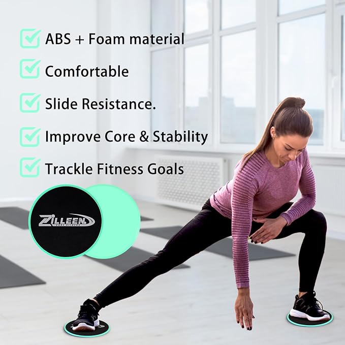 ZILLEEN Exercise Sliders for Working Out Fitness Discs for Pilates Women Men, 2 Pack