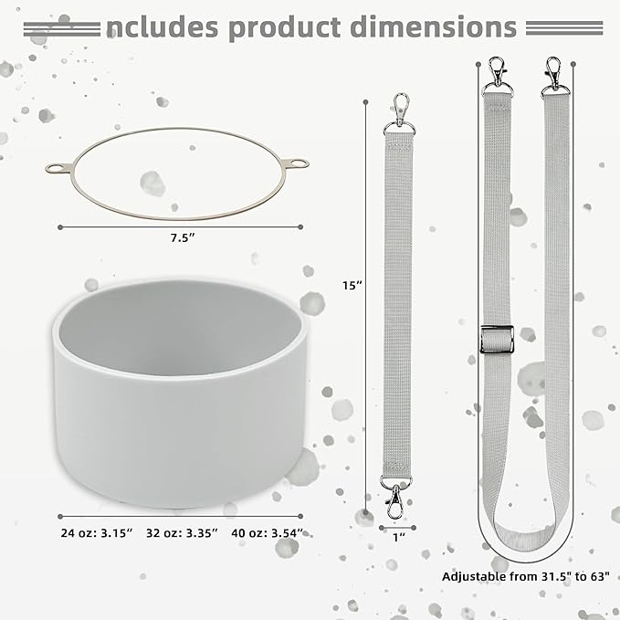 Silicone Boot Set for Owala Water Bottle 24 oz, 32 oz, 40 oz - Includes Non-Slip Sleeve, Shoulder Strap & Handle Strap, Perfect Owala Accessories, Fits Owala Tumbler, Owala FreeSip, Candy Coated