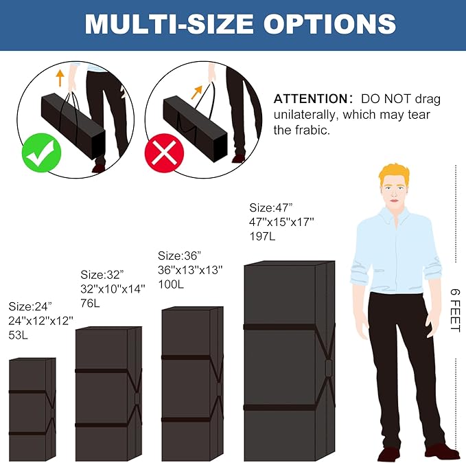 COOLBEBE 32" Sports Duffle Bag - 73L Large Travel Duffel Luggage Bag with Upgrade 2-way Lockable Zippers, Sturdy & Water Resistant, Black