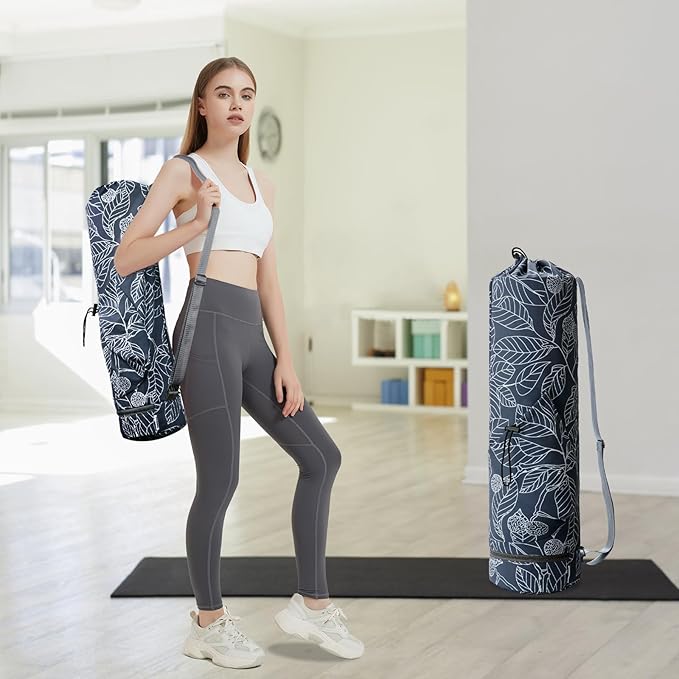 sportsnew Yoga Mat Bag with Water Bottle Pocket and Bottom Wet Pocket, Exercise Yoga Mat Carrier Multi-Functional Storage Bag, Patent pending