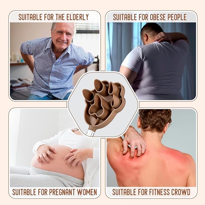 Back Scratcher, Oversized Color-Replaceable Head, Telescoping Massage Tool, 27 inch Aluminium Extendable Handle, Relief of Itches, Gift for Man and Woman (Brown)