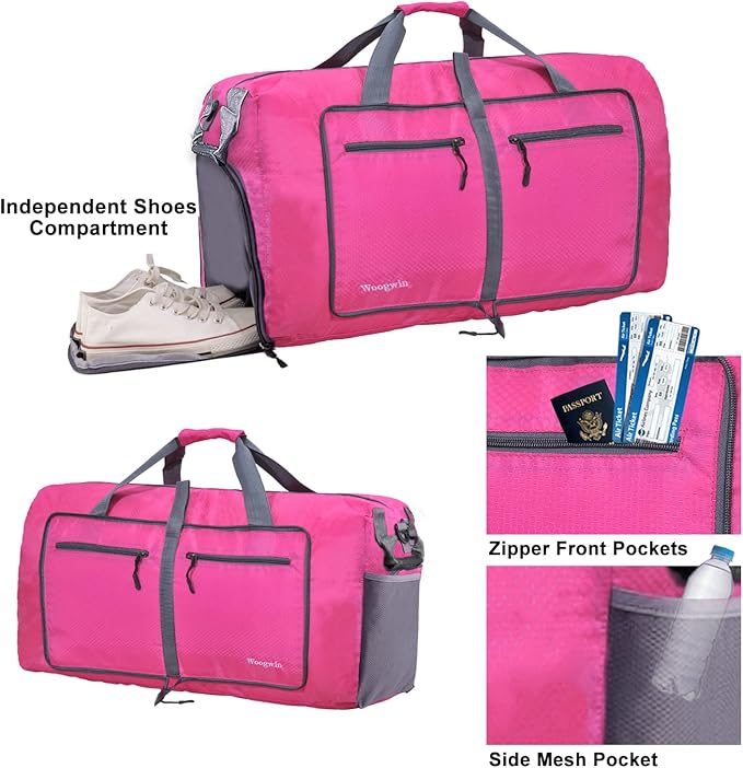 Woogwin Travel Duffel Bag Large Foldable Waterproof Overnight Bag for Beach Swim Bags Pool Sports Gym