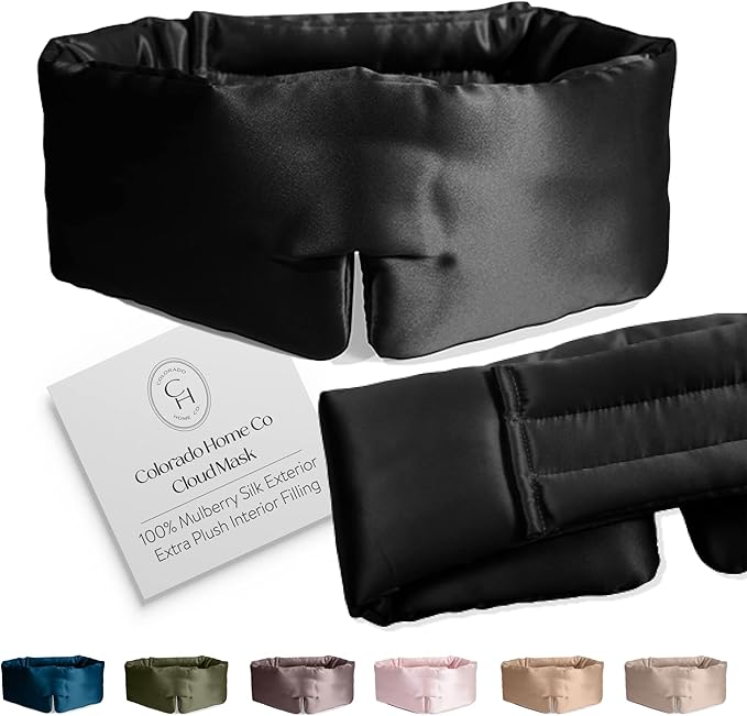 SUNDAYSILKS™ | Adjustable Silk Sleep Mask for Side Sleeper | Cloud-Like Comfort, Weighted for Deep Sleep | Soft Sleep Face Mask for Women & Men, Full Blackout, Cooling Silk Eye Mask for Sleeping