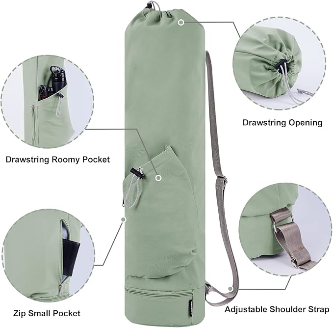 sportsnew Yoga Mat Bag with Water Bottle Pocket and Bottom Wet Pocket, Exercise Yoga Mat Carrier Multi-Functional Storage Bag, Patent pending
