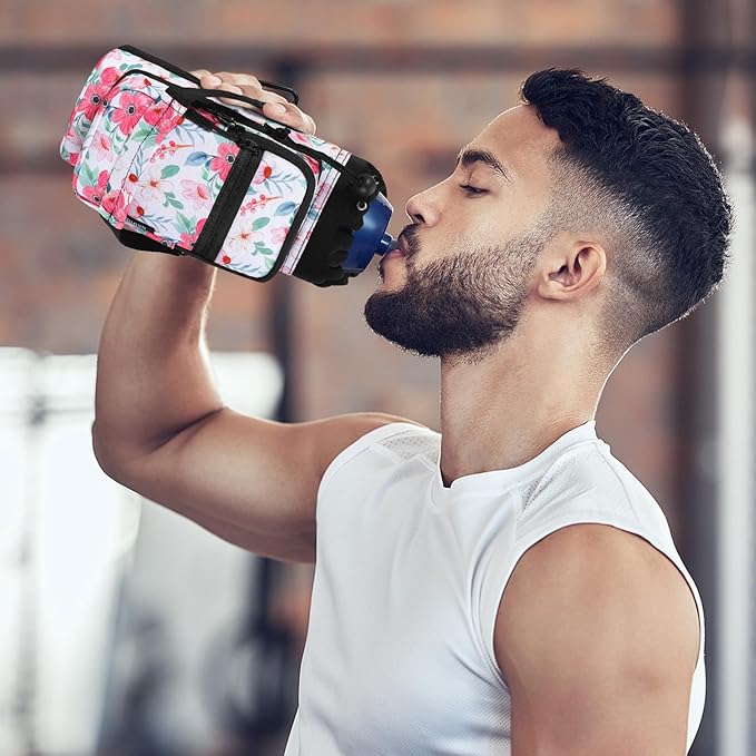 Nuovoware Water Bottle Carrier, 40oz Bottle Carrier Sports Insulated Water Bottle Holder with Adjustable Shoulder Strap, 2 Pockets Flask Sling Bag Drawstring Pouch for Climbing Hiking Walking