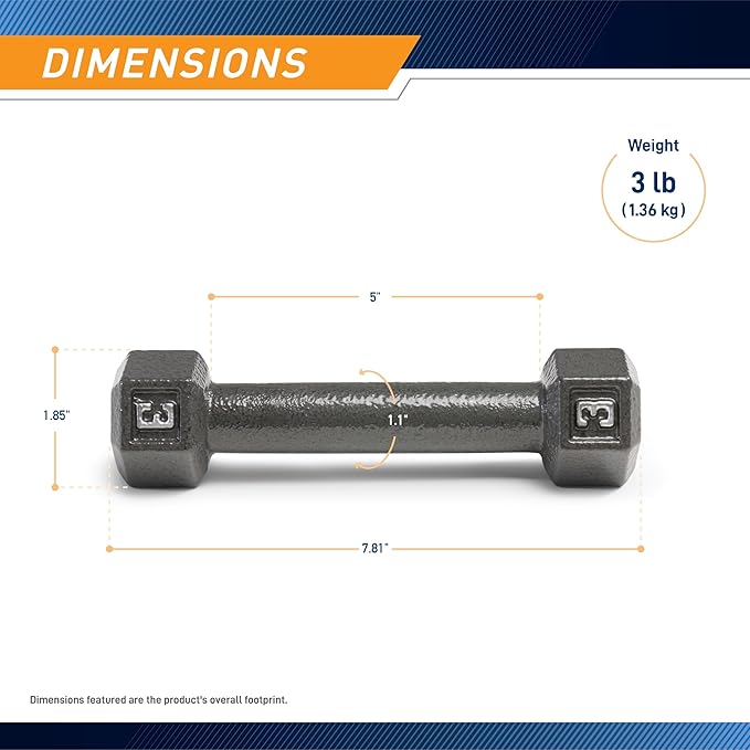 Marcy Cast Iron Hex Dumbbells Collection - Available size from 3-lb to 100-lb, SOLD INDIVIDUALLY