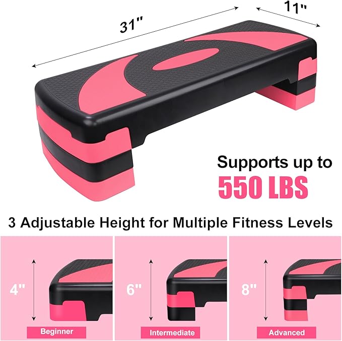 Adjustable Exercise Workout Aerobic Stepper Step Platform Trainer