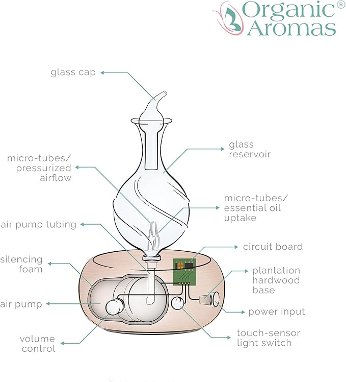 Radiance Nebulizing Diffuser for Essential Oil Aromatherapy - Dark Colored Wood Base