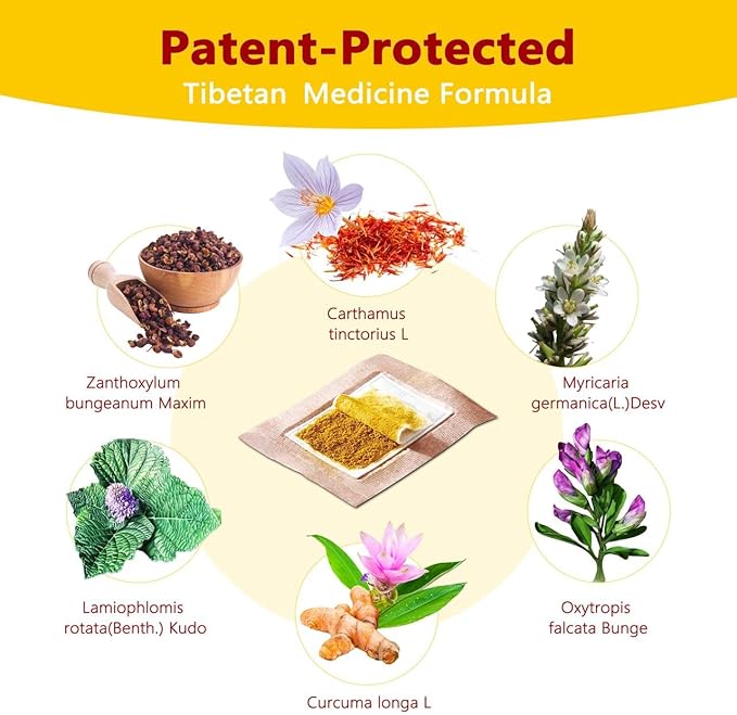 QIZHENG HIMALAYA Pain Relieving Patch (5 Patches), Warming Herbal Patch. Suitable for Back, Neck, Shoulder, Knee Pain, Muscle Soreness, Instant Care for Sprain. Tibetan Medicine Natural Herbs