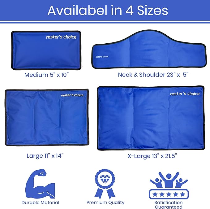 rester's choice Ice Pack for Injuries Reusable, Soft Gel Flexible - (Large: 11"x14.5") for Hip, Shoulder, Knee, Back - Comfy Cold Pack Compress for Swelling, Bruises, Surgery (Black, 1 Pack)