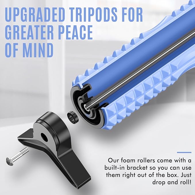 Trigger Point Foam Roller with Stand, 21 Inch Medium Density Foam Roller Long Back Roller Exercise Foam Roller for Physical Therapy, Muscles Deep Tissue, Pilates, Back Pain and Muscle Recovery (Blue)