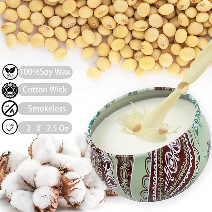 Candles Gifts for Women, 2 Pack 2.5 oz Fresh Gardenia and Jasmine Scented Candles Set for Relaxing Aromatherapy, Up to 24 Hours Burning Time, Natural Soy Candles Gifts for Christmas