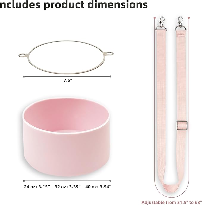 Silicone Boot Set for Owala Water Bottle 24 oz, 32 oz, 40 oz - Includes Non-Slip Sleeve, Shoulder Strap & Handle Strap, Perfect Owala Accessories, Fits Owala Tumbler, Owala FreeSip, Candy Coated