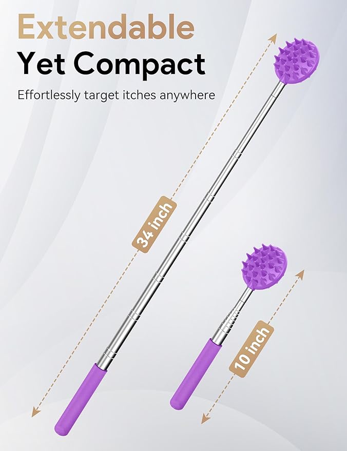 TUKUOS Telescoping Back Scratcher with 4Pcs Detachable Scratching Heads, Back Scratcher for Men/Women,Dual Sides Scratcher/Metal Paw/Rake Scratcher Christmas Gifts Stocking Stuffers for Women Men