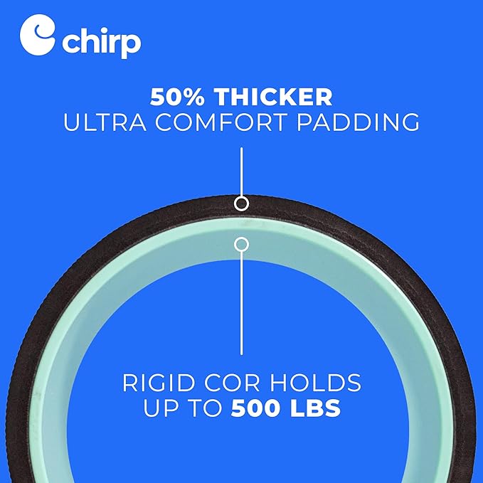 Chirp Wheel XL - Super Comfort Back Massage Roller - Wider Back Stretcher & Cracking Device, Plush Cushion, Enhanced Stability, Spinal Protection, Point Pressure | High Density Foam, Up to 500 lbs