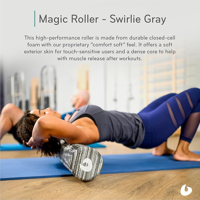 Balanced Body Magic Roller - Muscle Release Tool for Post-Pilates Workout or Physical Therapy, Stretching Tool, Swirlie Gray