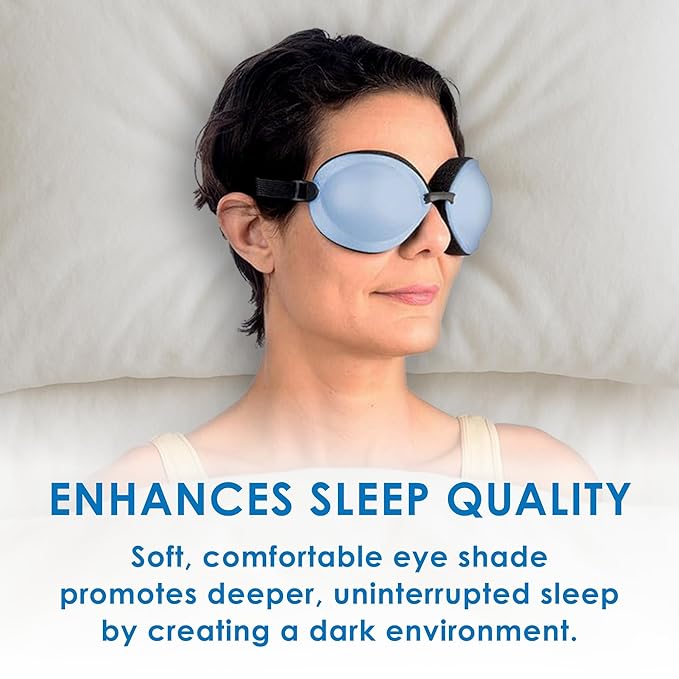 Eye Eco Tranquileyes XL Advanced Warm Compress – Dark Eye Mask for Dry, Irritated Eyes – Help Improve Sleep with Soft Comfort Eye Shade - Microwavable Beads and Self-Heating Instants - Blue