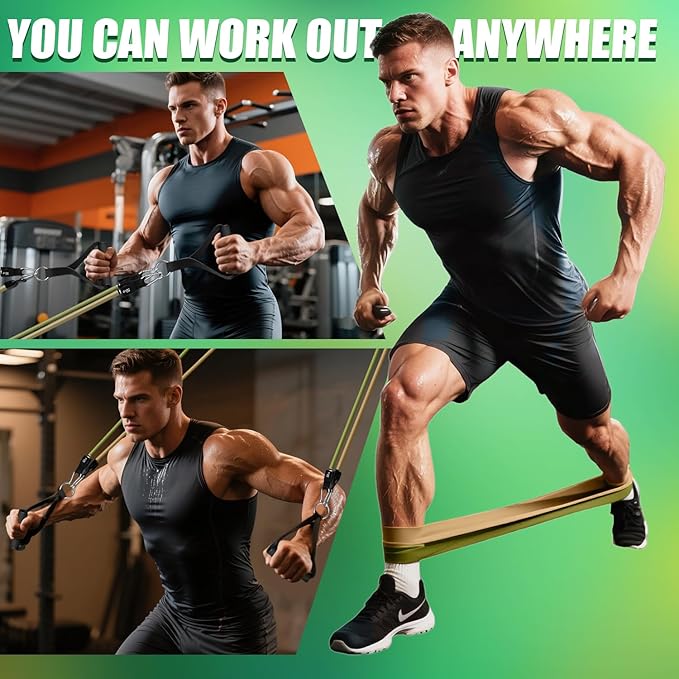 WHATAFIT Resistance Bands, Exercise Bands，Resistance Bands for Working Out, Work Out Bands with Handles for Men and Women Fitness, Strength Training Home Gym Equipment