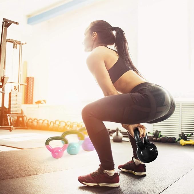 Yes4All Kettlebell, Vinyl Coated Kettlebell Cast Iron Sets with Stable Flat Bottom for Full Body Workout, Push up, Grip Strength Training & Weights Exercises