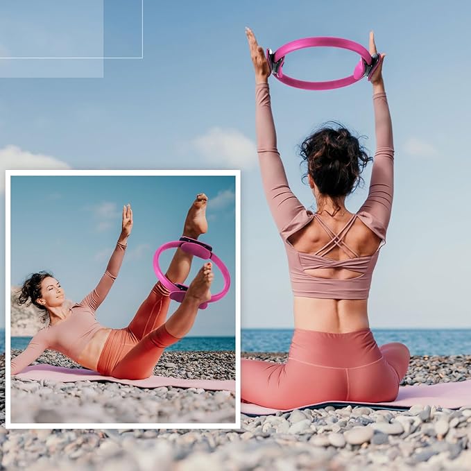 Syhood Pilates Ring 11. 81 Inch Pilates Circle Yoga Ring Magic Lightweight Flexible Workout Equipment for Fitness Physical Therapy Resistance Exercise Arms Legs