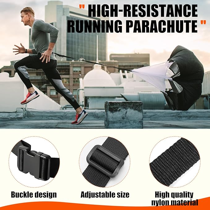 Agility Ladder, Soccer Speed Training Equipment, Football Practise Set with 20ft Ladder, 12 Cones, 4 Adjustable Hurdles, Jump Rope, Parachute, for Basketball, Football, Kids, Youth, Adults