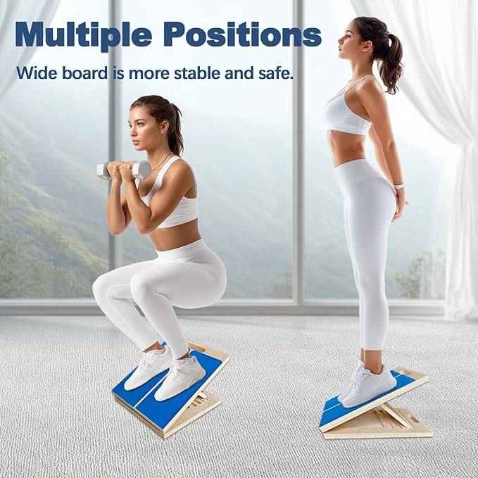 Adjustable Foot Incline Wooden Slant Board For Calf Stretching,440lb Capacity, Balance Velour Stretcher Ankle Stretch Knee Leg Boards Squats Wedge Exercise Pilates Fitness Portable Equipment