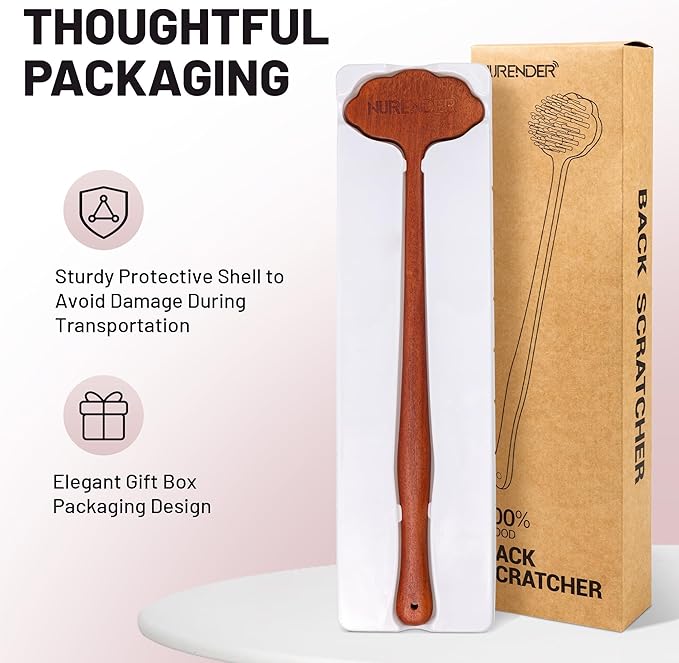 Wooden Back Scratcher, 16.34'' Long Handle Handmade Wood Brush Needle Effective in Relieving Itching, Fathers Day Dad Gifts, Rascador de Espalda, Backscratcher for Men and Women