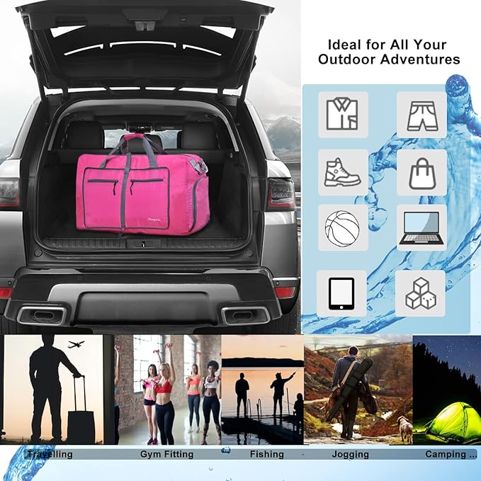 Woogwin Travel Duffel Bag Large Foldable Waterproof Overnight Bag for Beach Swim Bags Pool Sports Gym
