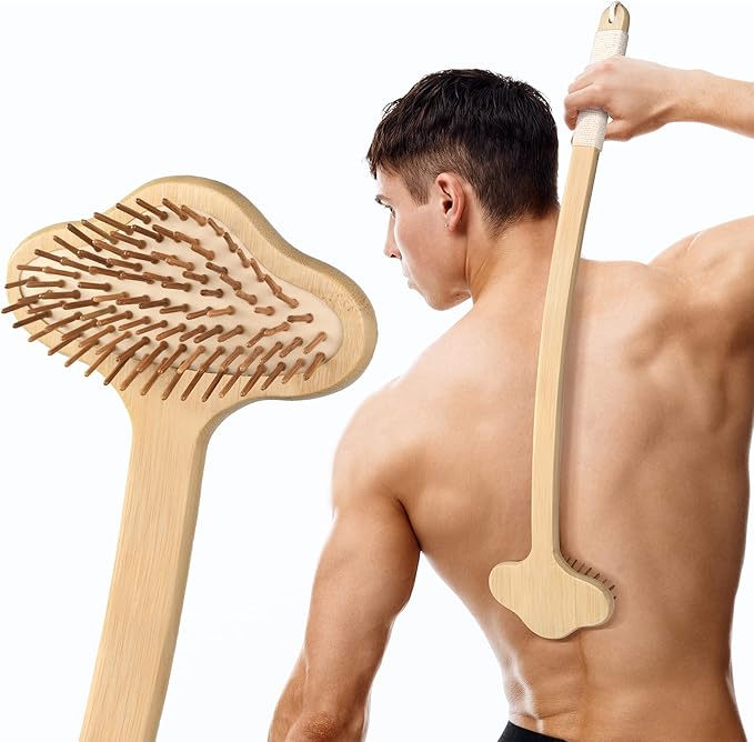 Oversized Back Scratcher, Extended Bamboo Scratcher, 22.04" Long Curved Handle; Wider Head; More Larger Scratching Surface, Adults Body Instant Scratcher Christmas Gift for Women and Men.