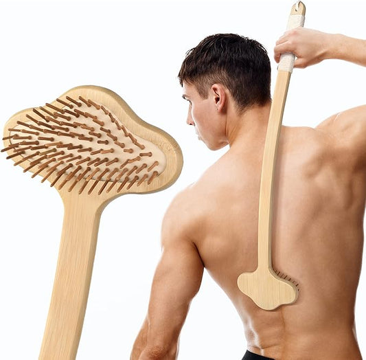 Oversized Back Scratcher, Extended Bamboo Scratcher, 22.04" Long Curved Handle; Wider Head; More Larger Scratching Surface, Adults Body Instant Scratcher Christmas Gift for Women and Men.