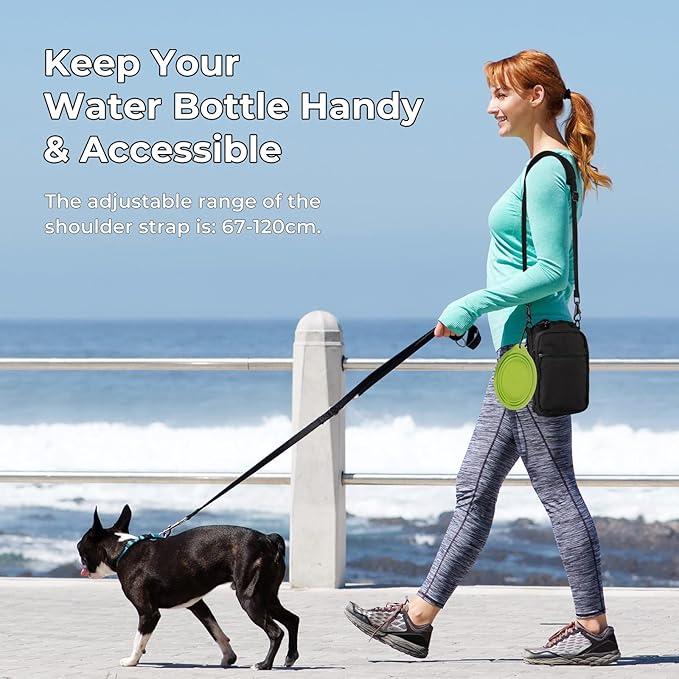 Nuovoware Water Bottle Carrier, 40oz Bottle Carrier Sports Insulated Water Bottle Holder with Adjustable Shoulder Strap, 2 Pockets Flask Sling Bag Drawstring Pouch for Climbing Hiking Walking