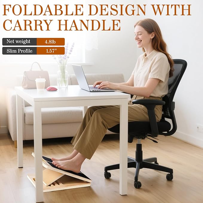 Adjustable Slant Board for Calf Stretching, Wooden Portable Stretcher, Foldable Incline Boards for Calves Ankle Achilles Tendon Knee Heel Muscle Stretch Exercise