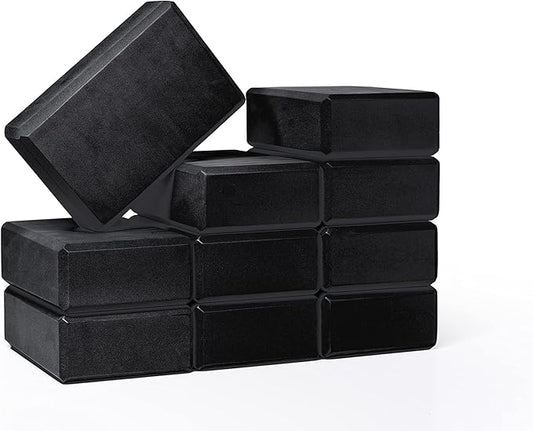 Hello Fit 3" Yoga Block, 10 Pack Bulk EVA Foam Yoga Blocks, Firm and Supportive Yoga Brick, Balance Foam for Stretching, Pilates, and Workout, 3" x 6" x 9"